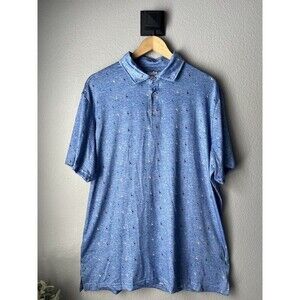 Tailorbyrd Golf Polo Shirt Mens XL Extra Large Blue Flamingos All Over Print